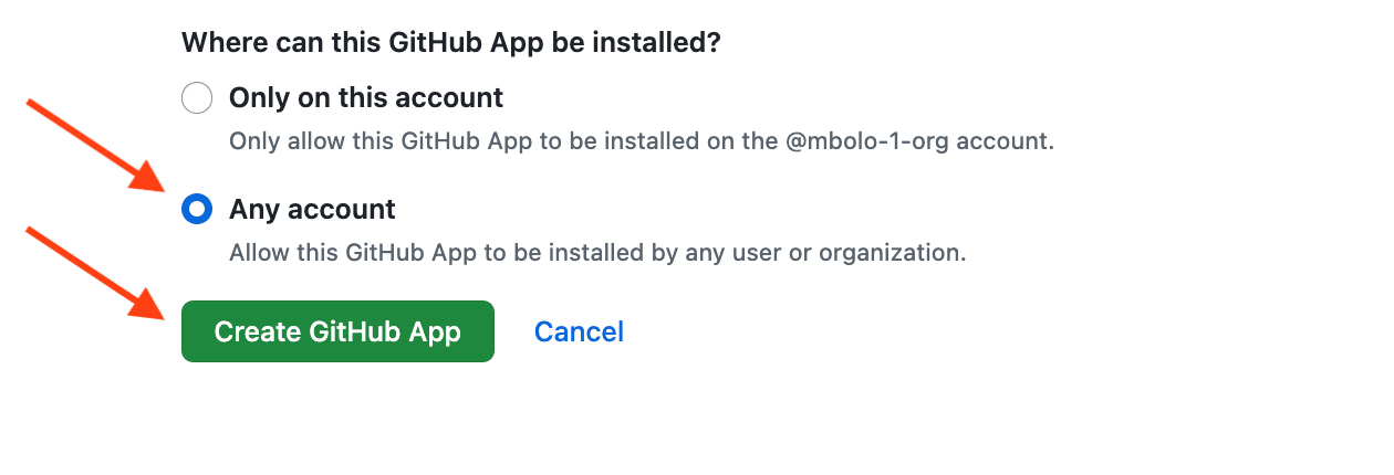 Any accountを選択した状態でGitHub Appを作成.png