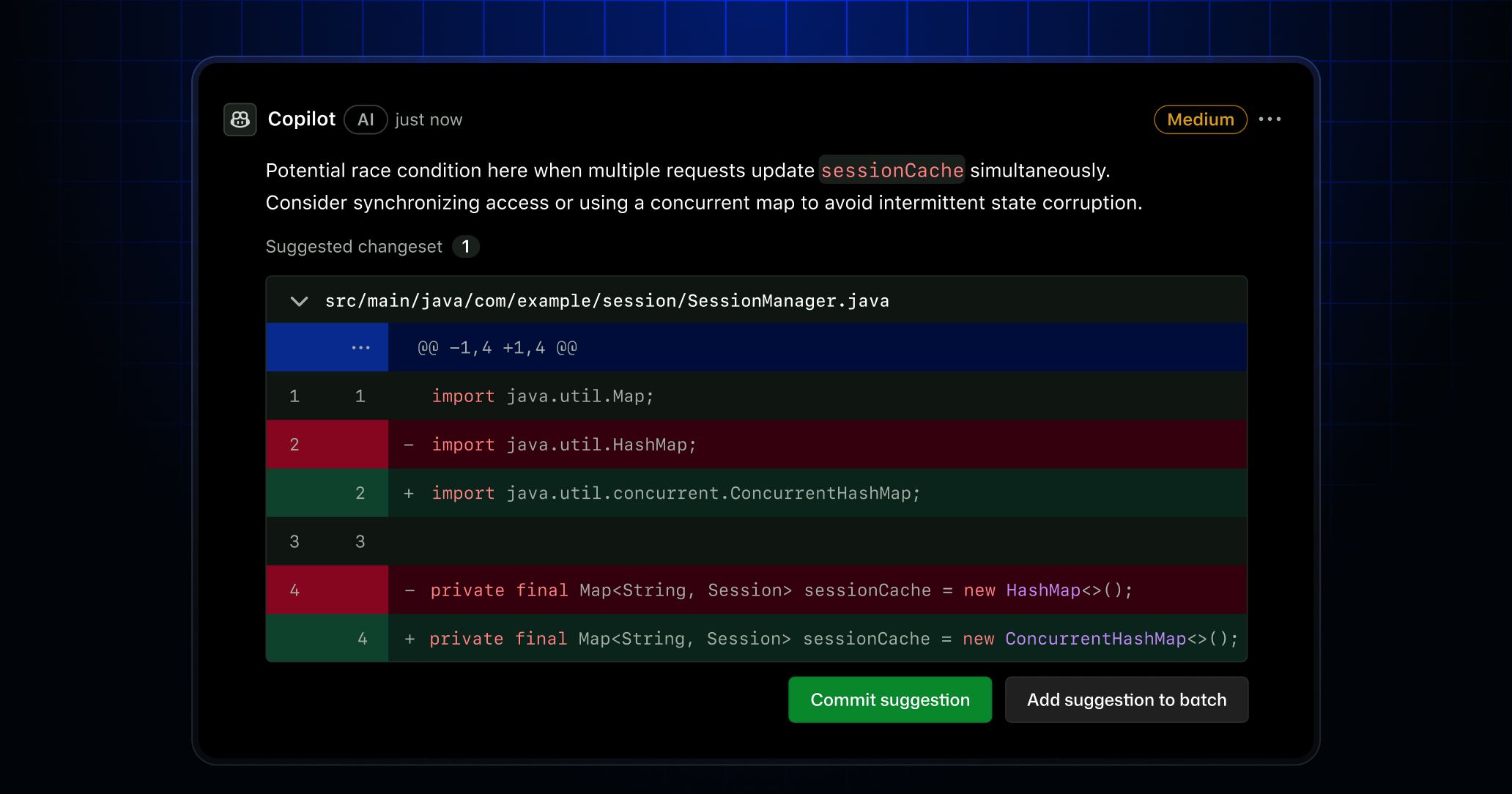 Copilot code review Medium レベル.jpg