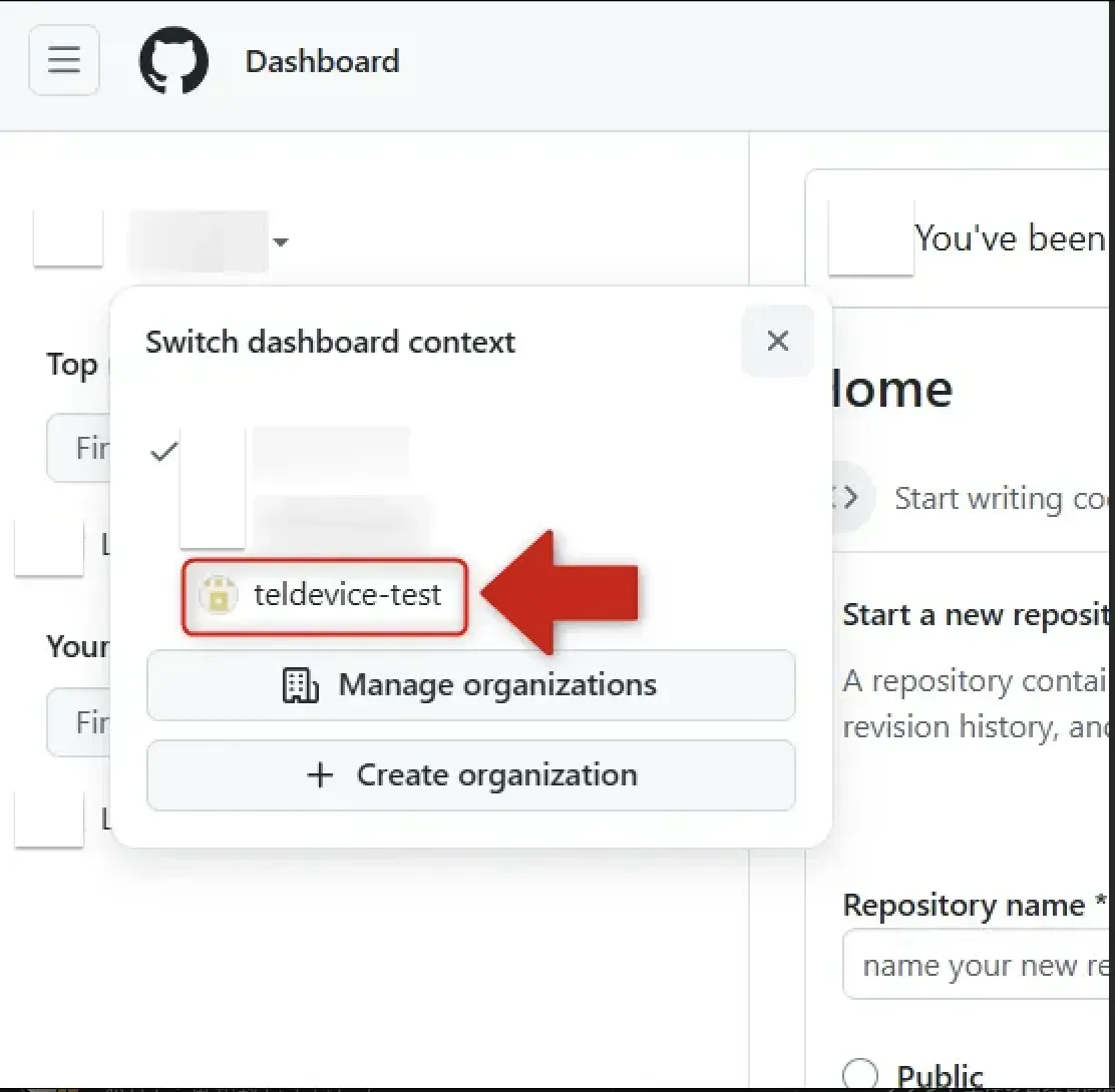 Organization選択画面